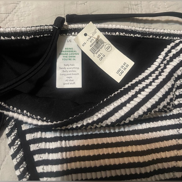 Aerie Crinkle Stripe Cheekiest Tie Bikini Bottom Size Large (NWT) - Picture 4 of 6